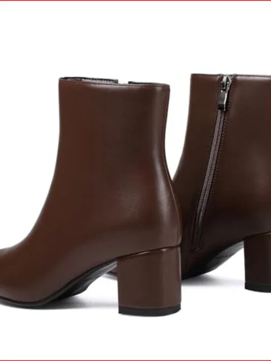 Pointed Toe Ankle Boots with Block Heel in Polyurethane - Picture 6 of 7